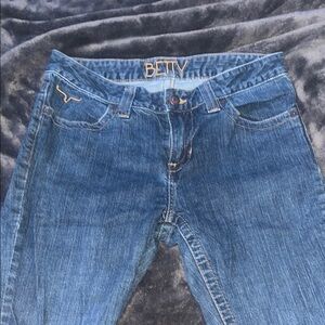 Kimes Ranch Blue Boot Cut Jeans with Contrast Stitching